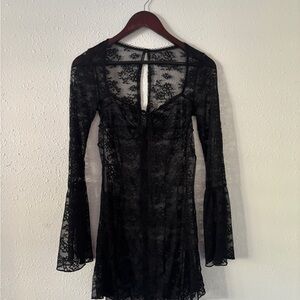 Elegant Goth Black Lace Dress
